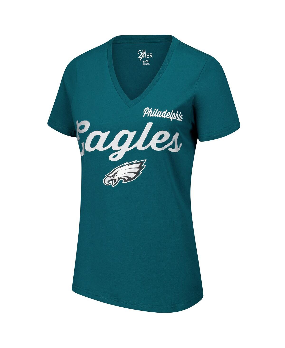 G-iii 4Her by Carl Banks Women's MidnightPhiladelphia Eagles Post Season V-Neck T-Shirt - Green