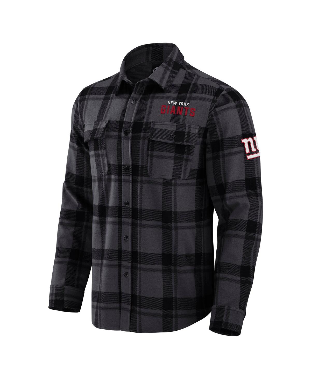 Fanatics Men's Black New York Giants Plaid Button-up Shirt In Black