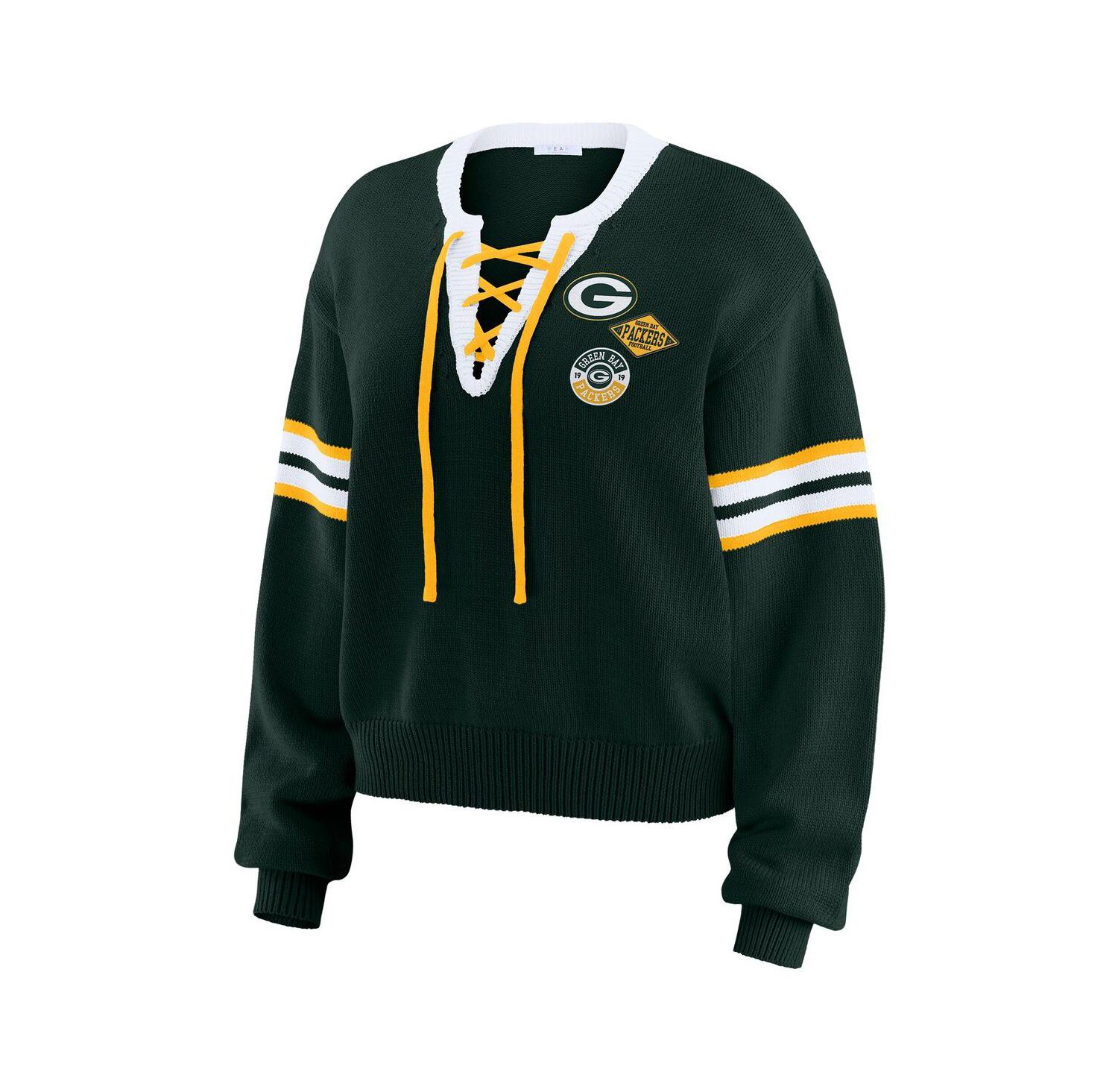 Women's Green Green Bay Packers Lace-Up Sweater