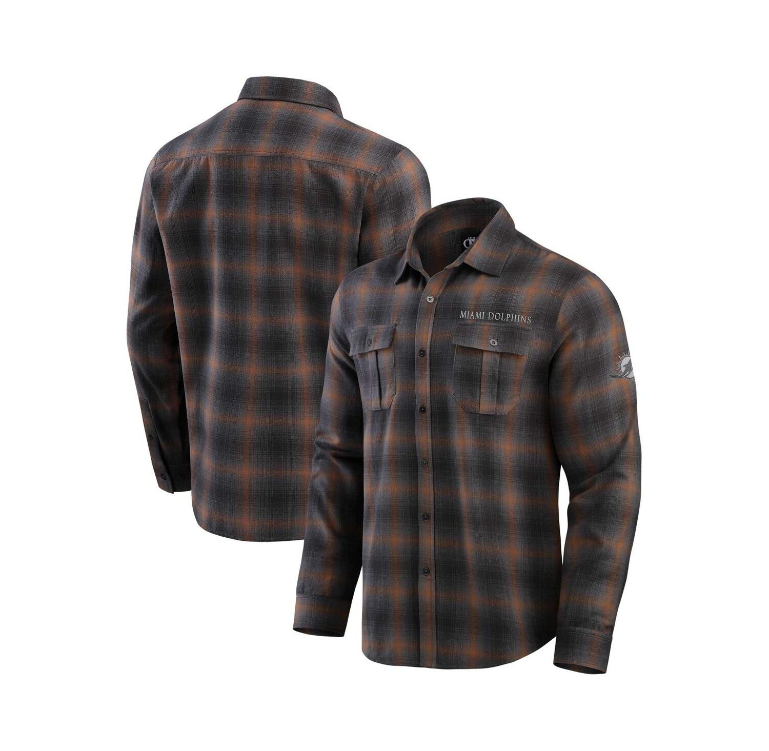Men's Charcoal Miami Dolphins Classic Flannel Long Sleeve Button-Up Shirt