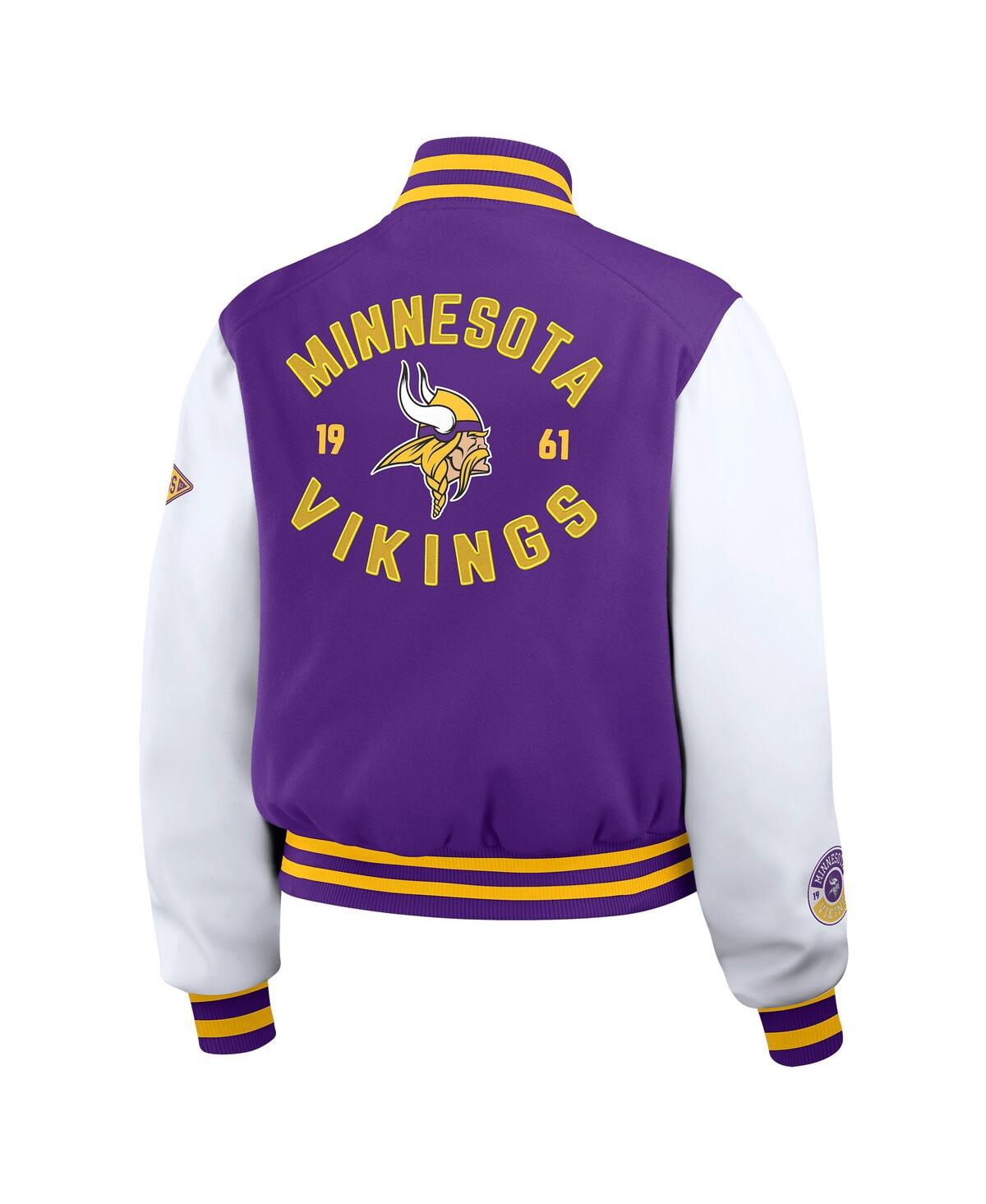 Wear by Erin Andrews Women'sWhite Minnesota Vikings Varsity Full-Zip Jacket - Purple, White