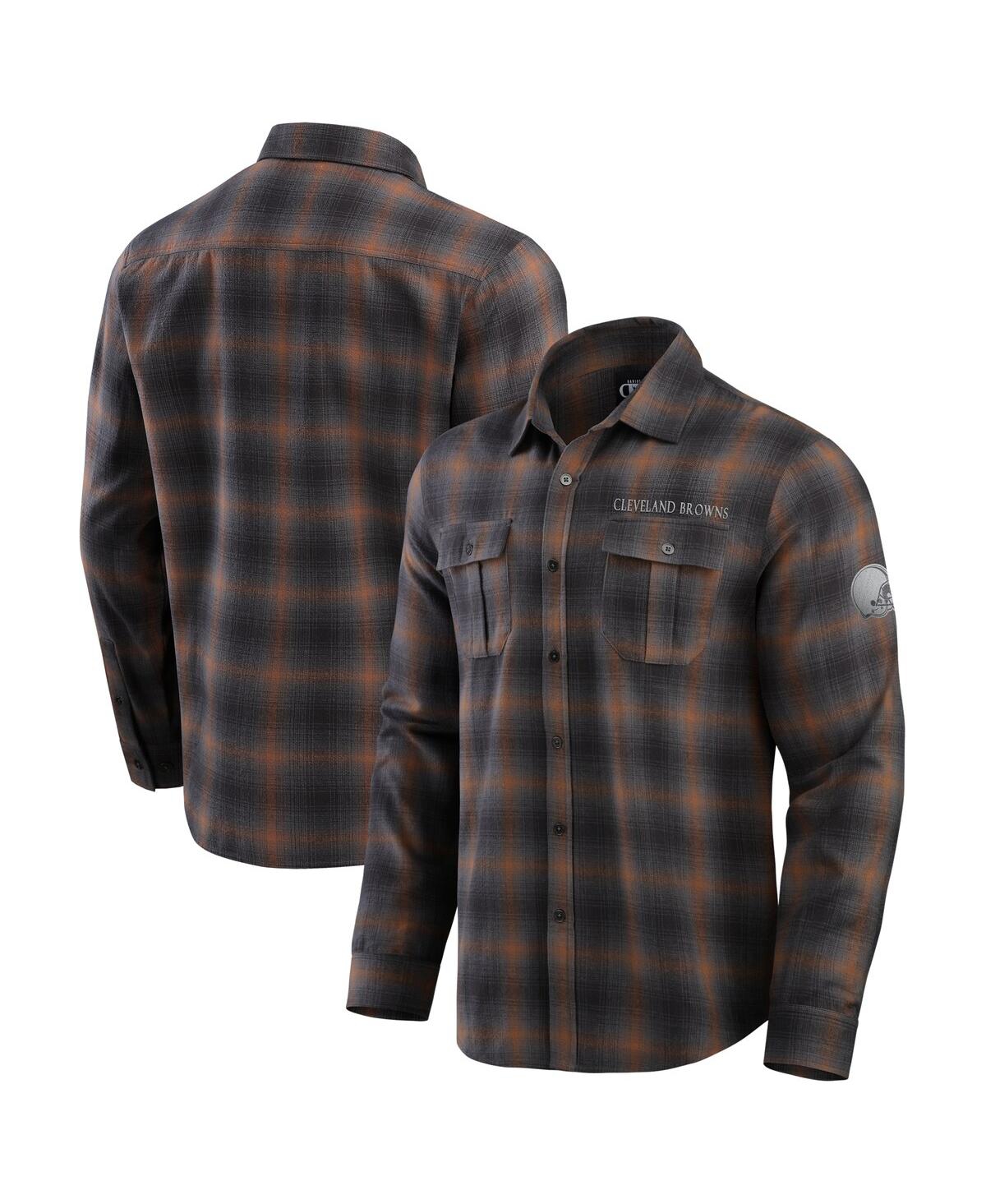 Men's Charcoal Cleveland Browns Classic Flannel Long Sleeve Button-Up Shirt - Charcoal