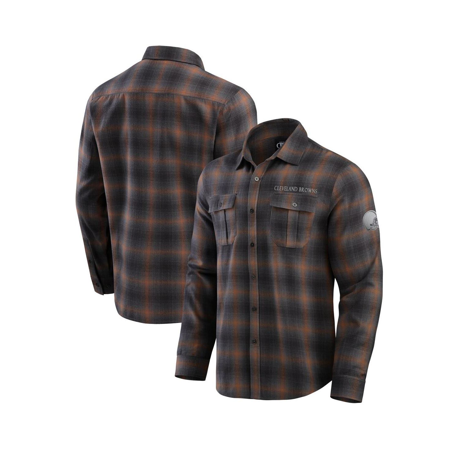 Men's Charcoal Cleveland Browns Classic Flannel Long Sleeve Button-Up Shirt