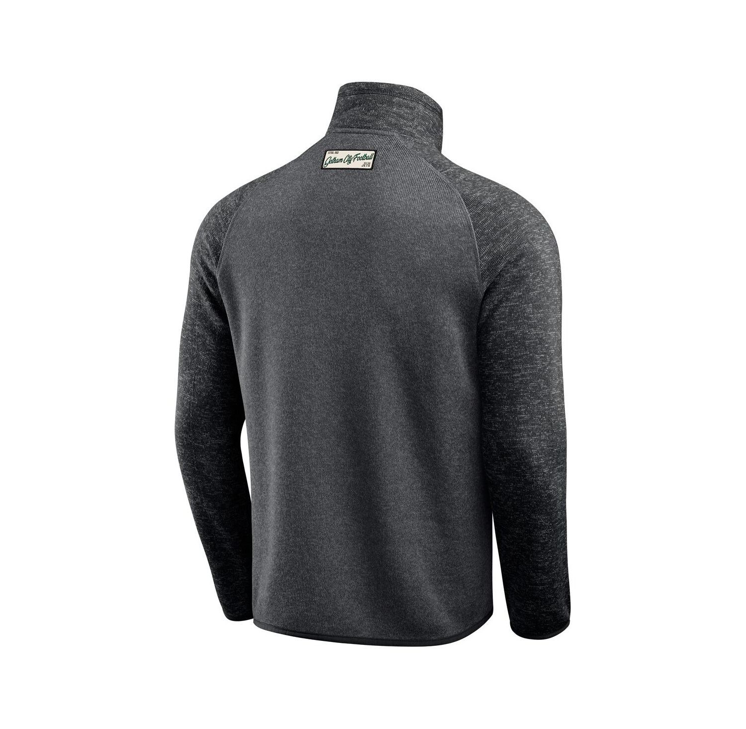 Men's Black New York Jets Tonal Raglan Quarter-Zip Top
