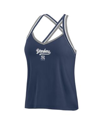 Women's Navy New York Yankees Cross Strap Tank Top