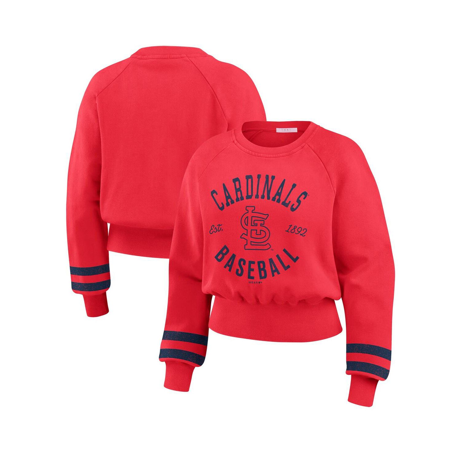 Women's Red St. Louis Cardinals Vintage Washed Cropped Pullover Sweatshirt