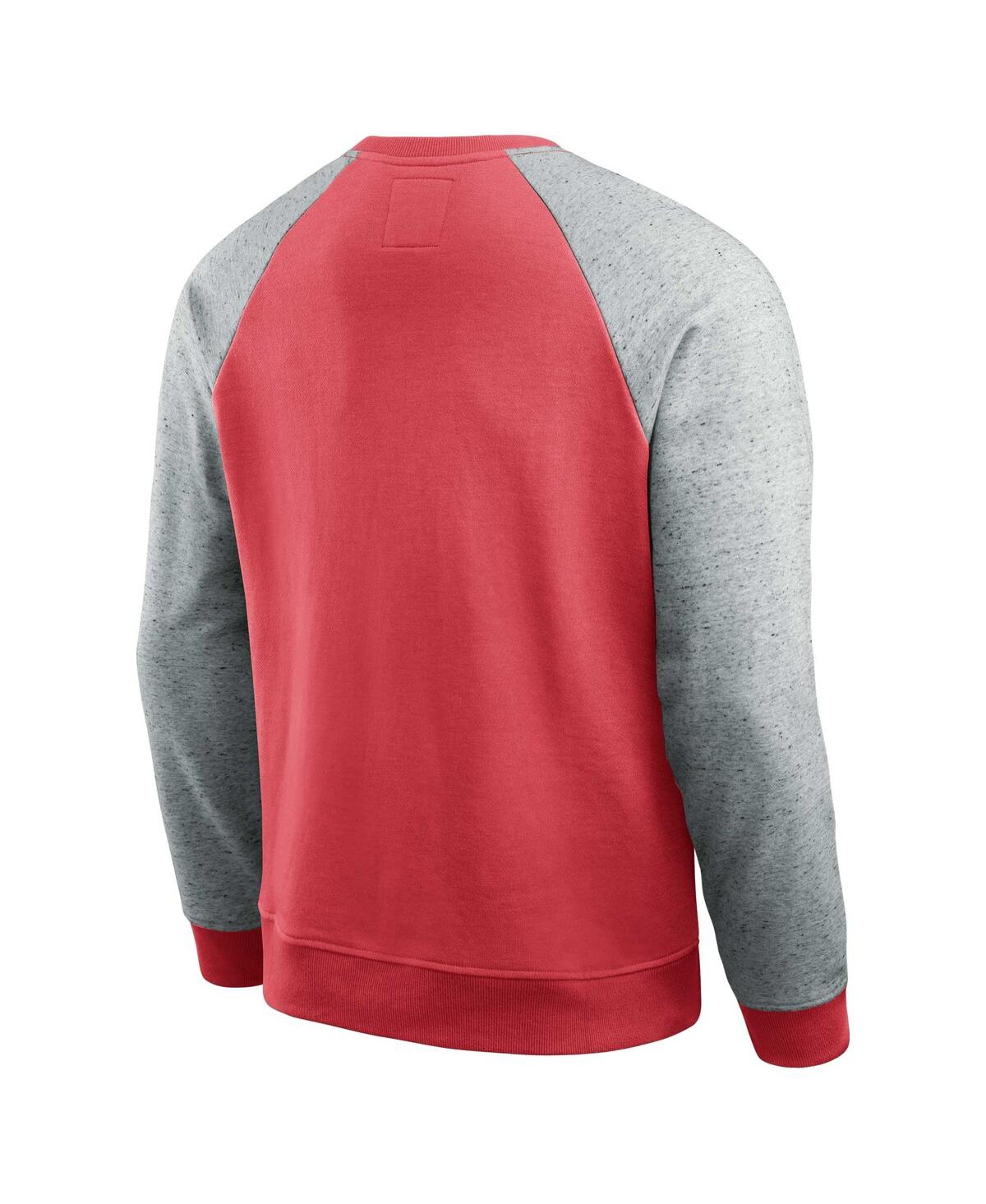 Fanatics Men's Red/heather Gray Kansas City Chiefs Colorblock Pullover Sweatshirt In Red,heather Gray