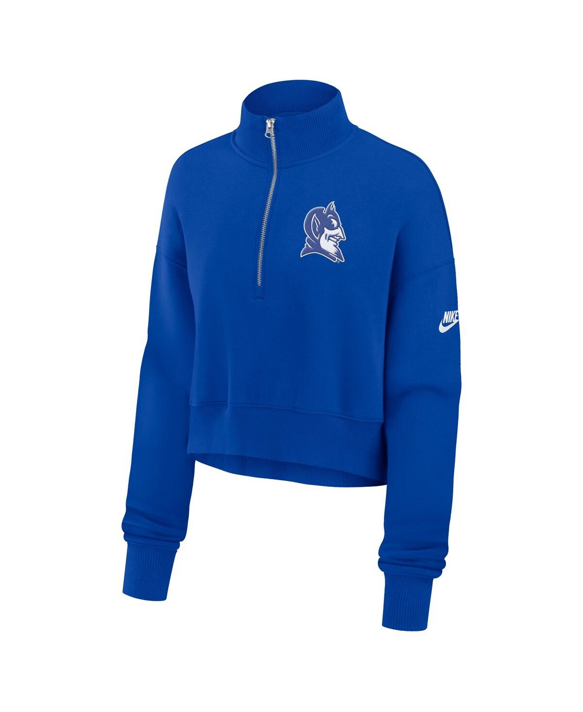Nike Women'sDuke Blue Devils Legacy Elevated Logo Cropped Half-Zip Sweatshirt - Royal