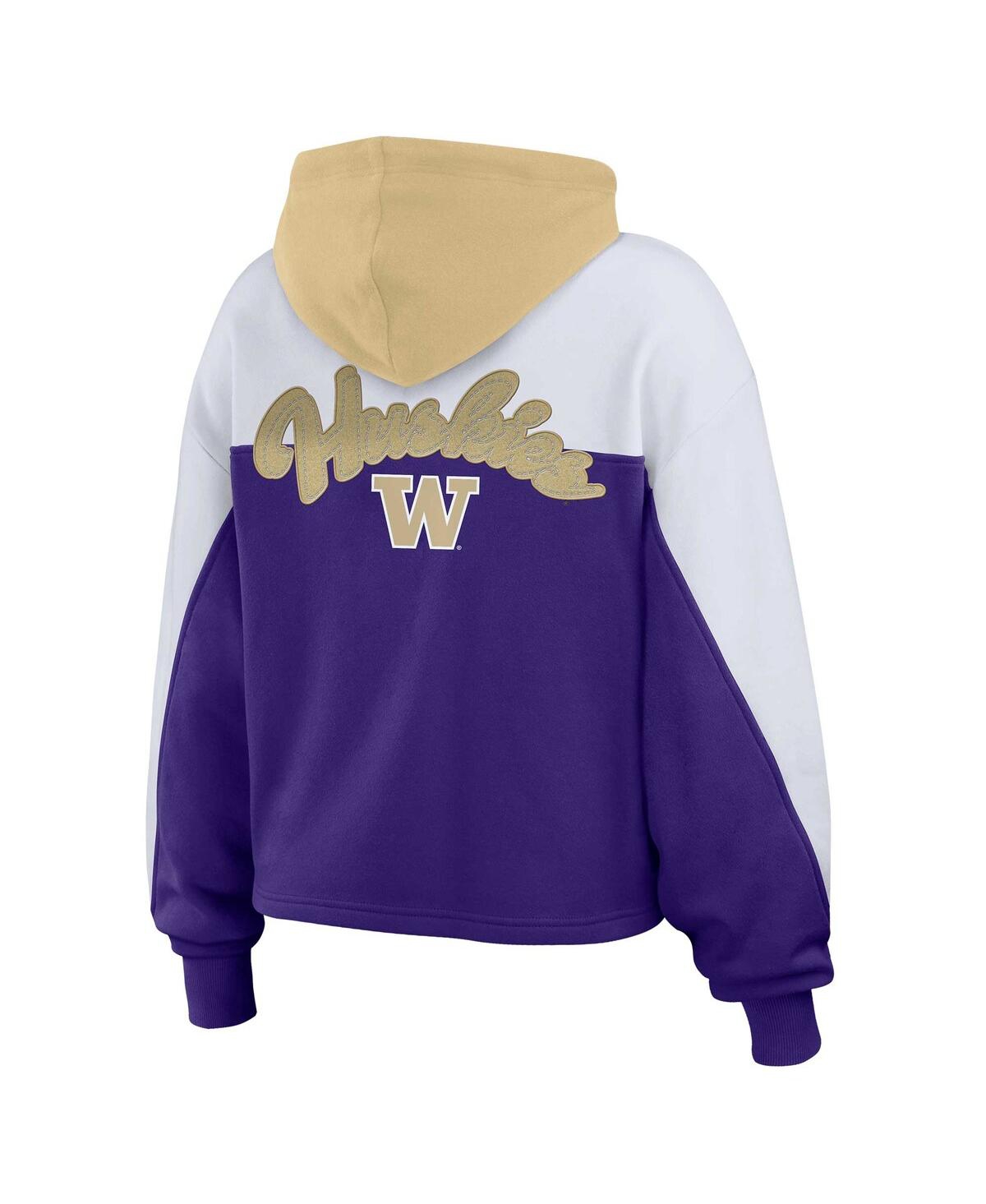 Wear By Erin Andrews Women's Purple Washington Huskies Color-block Full-zip Hoodie In Purple