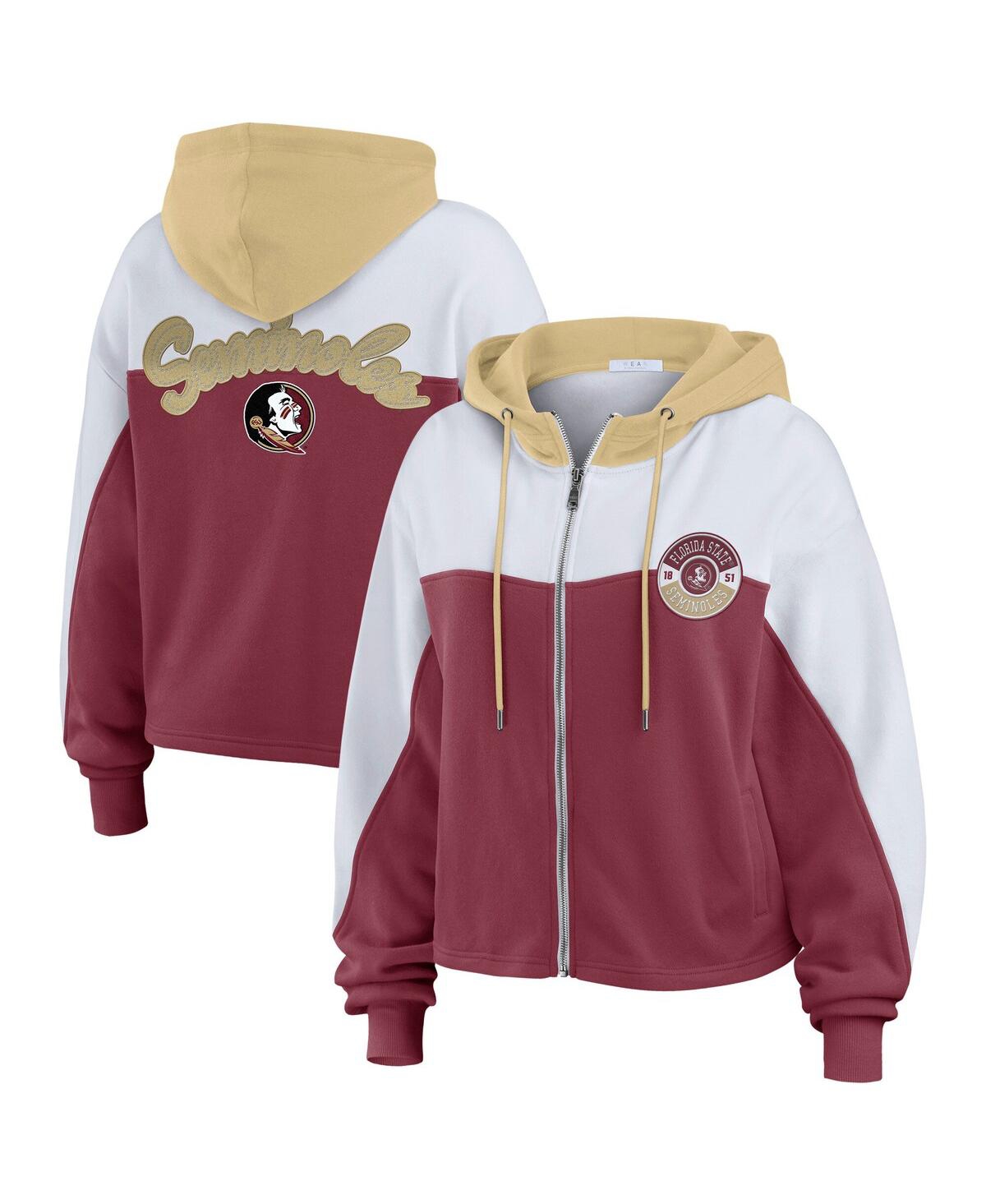 Women's Garnet Florida State Seminoles Color-Block Full-Zip Hoodie - Garnet