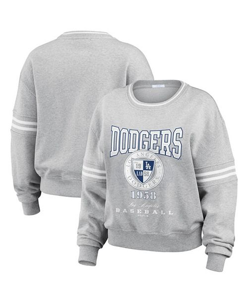 alfani WEAR by Erin Andrews Women's Heather Gray Los Angeles Dodgers Domestic Crest Pullover Sweatshirt Sports Fan Shop