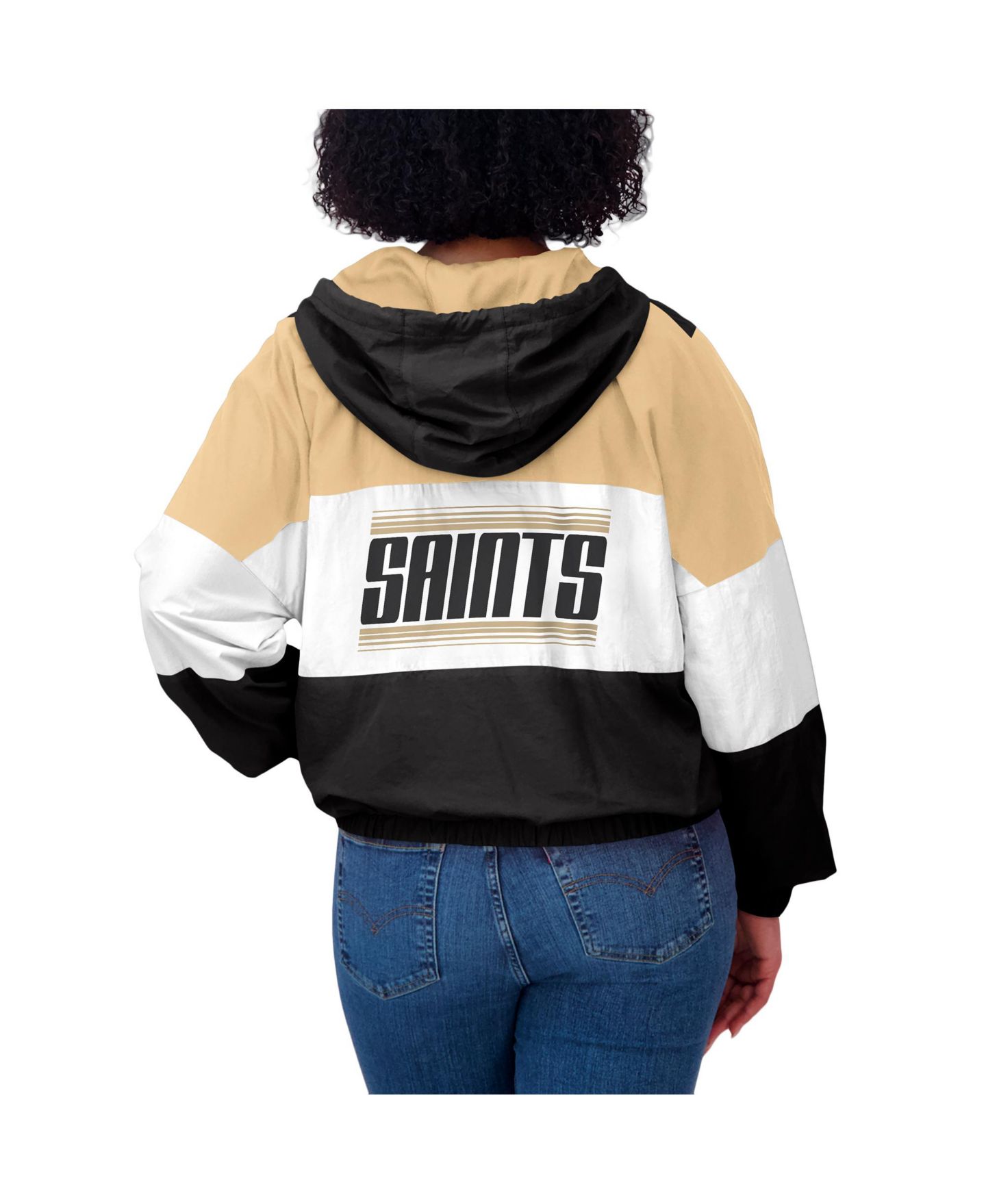 Женская куртка WEAR by Erin Andrews Black New Orleans Saints Color Block Full-zip Windbreaker — фото 2