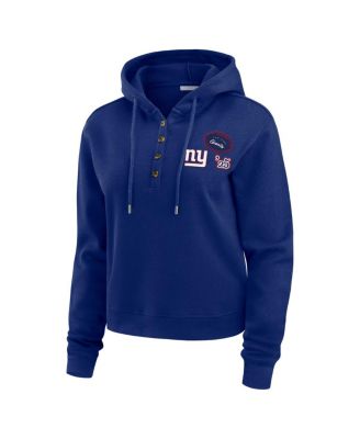 Women's Royal New York Giants Waffle Hoodie Pullover Top