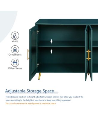 Wood TV Stand for 65"+ TVs Media Console with Storage Cabinet and Adjustable Shelves for Living Room and Bedroom
