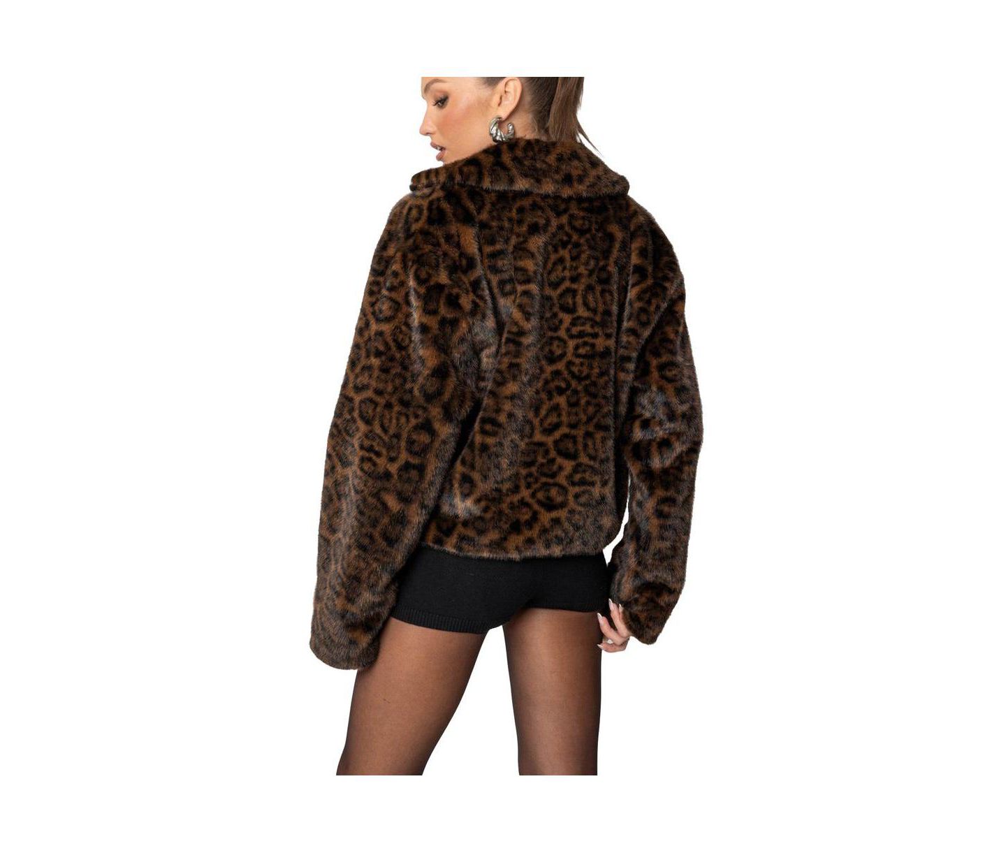 Женская куртка Edikted Lady Leopard Faux Fur, цвет: Коричневый — фото 3
