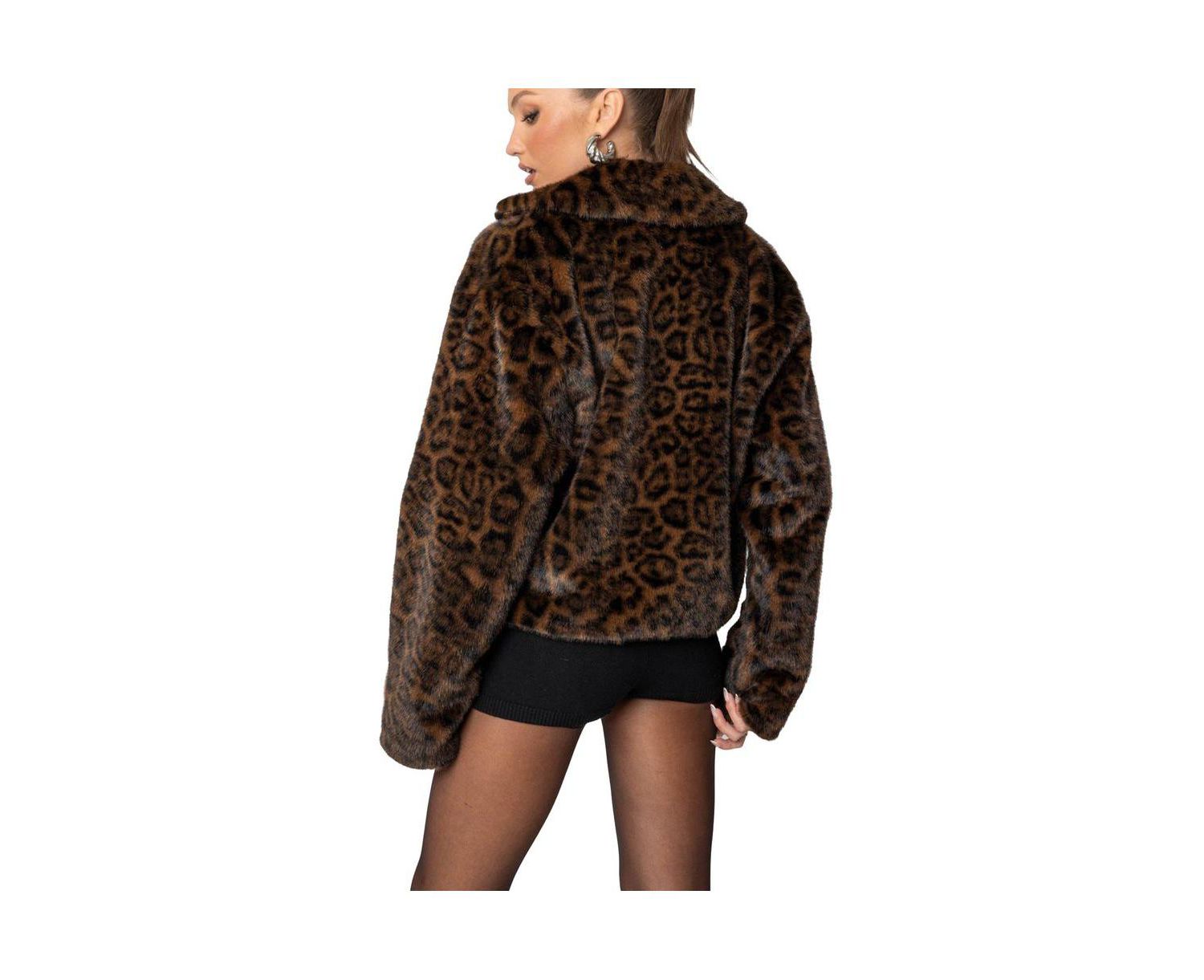 Women's Lady Leopard Faux Fur Jacket