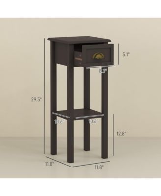 2-Tier Side Table with Drawer Shelf, End Table,