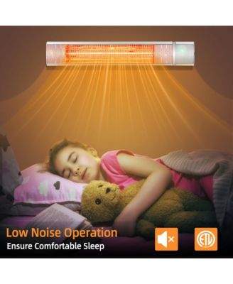 1500W Electric Patio Heater Wall-Mounted Infrared Heater w/Remote Control Silver