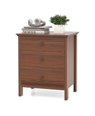 Set of 2 3-Drawer Nightstands Wooden Bedside Table Modern Side End Table