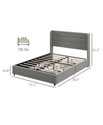 HOMCOM Queen Bed Frame with Headboard, LED Lights, Charging Station,