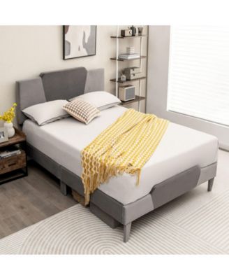 Full Velvet Upholstered Bed Frame with High Headboard