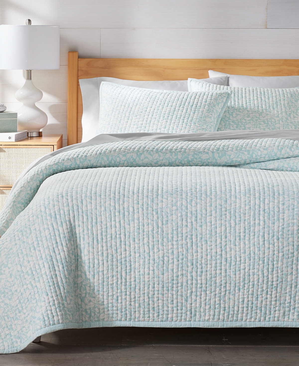 Charter Club Leaf Silhouette 3-pc. Quilt Set, Full/queen, Exclusively At Macy's In Blue