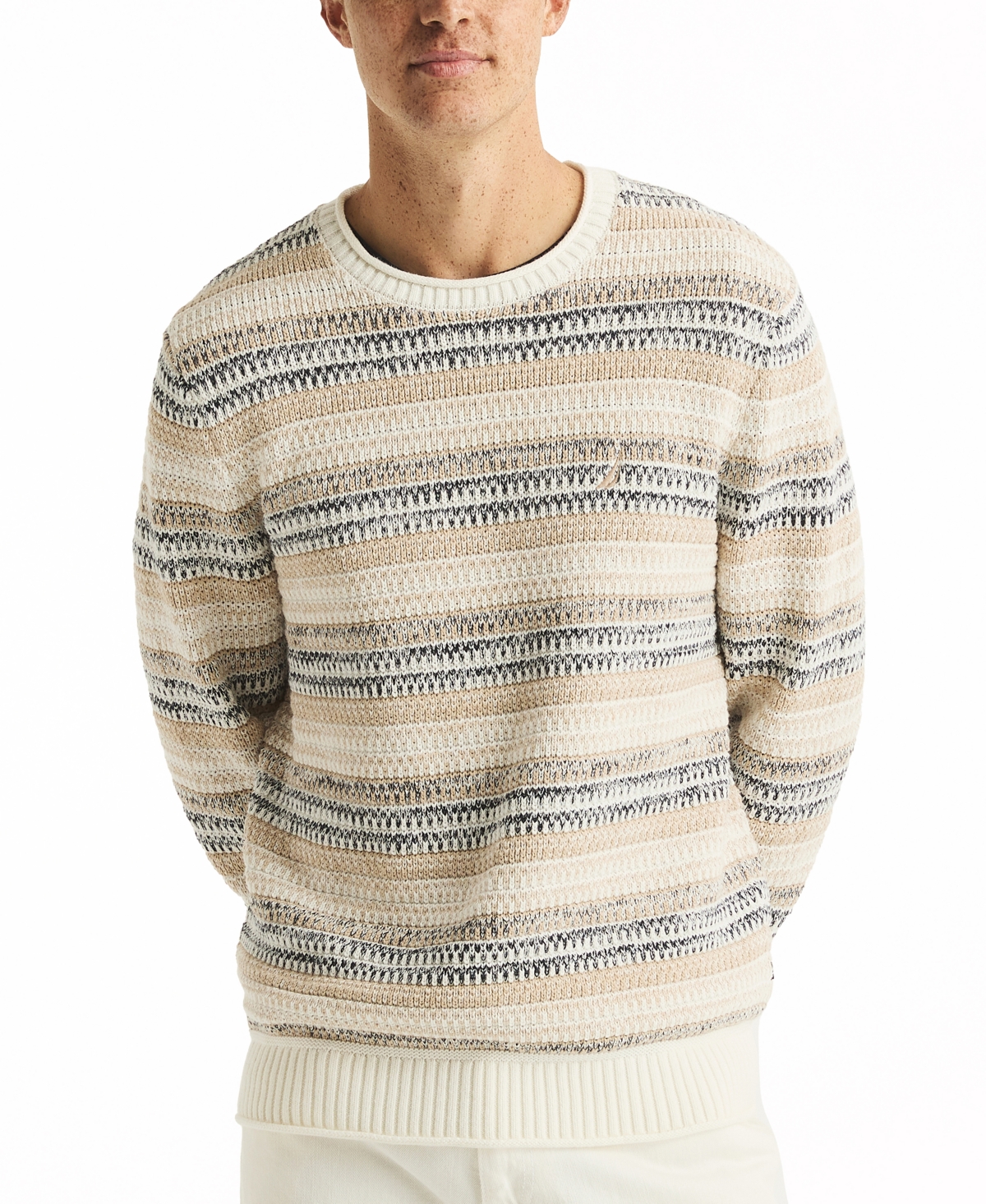 Men's Striped Crewneck Sweater - Marshmallow