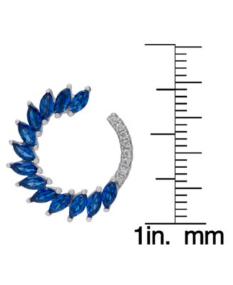 Blue Spinel (1-1/5 ct. t.w.) & Lab Grown White Sapphire (1/20 ct. t.w.) Marquise Spiral Hoop Earrings in Sterling Silver , 0.67" 