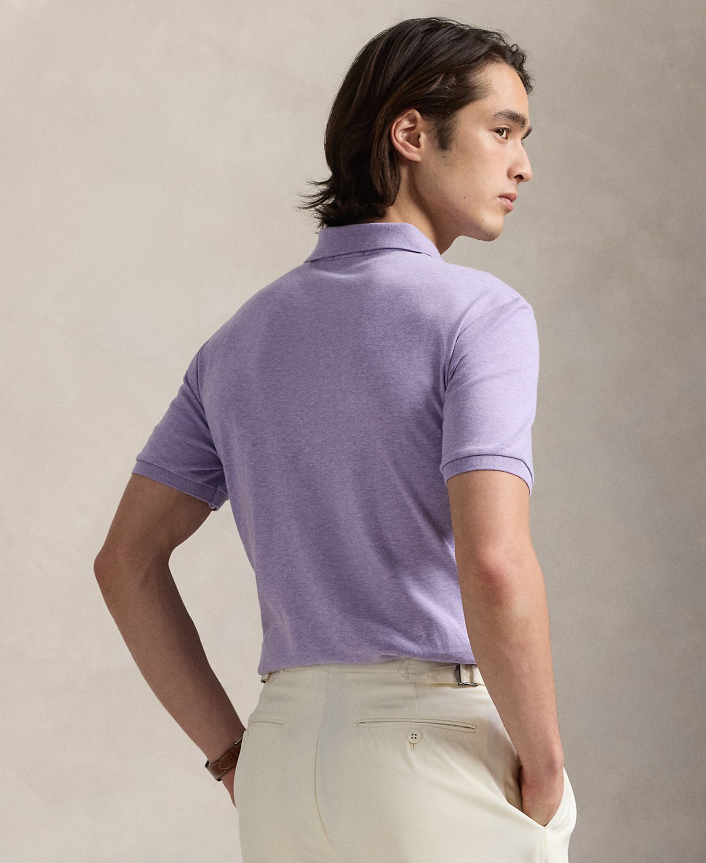 Мужское поло Polo Ralph Lauren Custom Slim Fit Soft Cotton Polo Shirt, цвет: Меланжевый, вариант 1 — фото 2