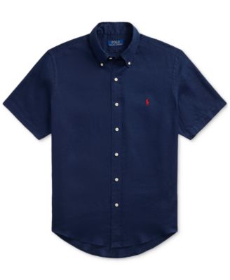 Men's Short-Sleeve Linen Button-Up