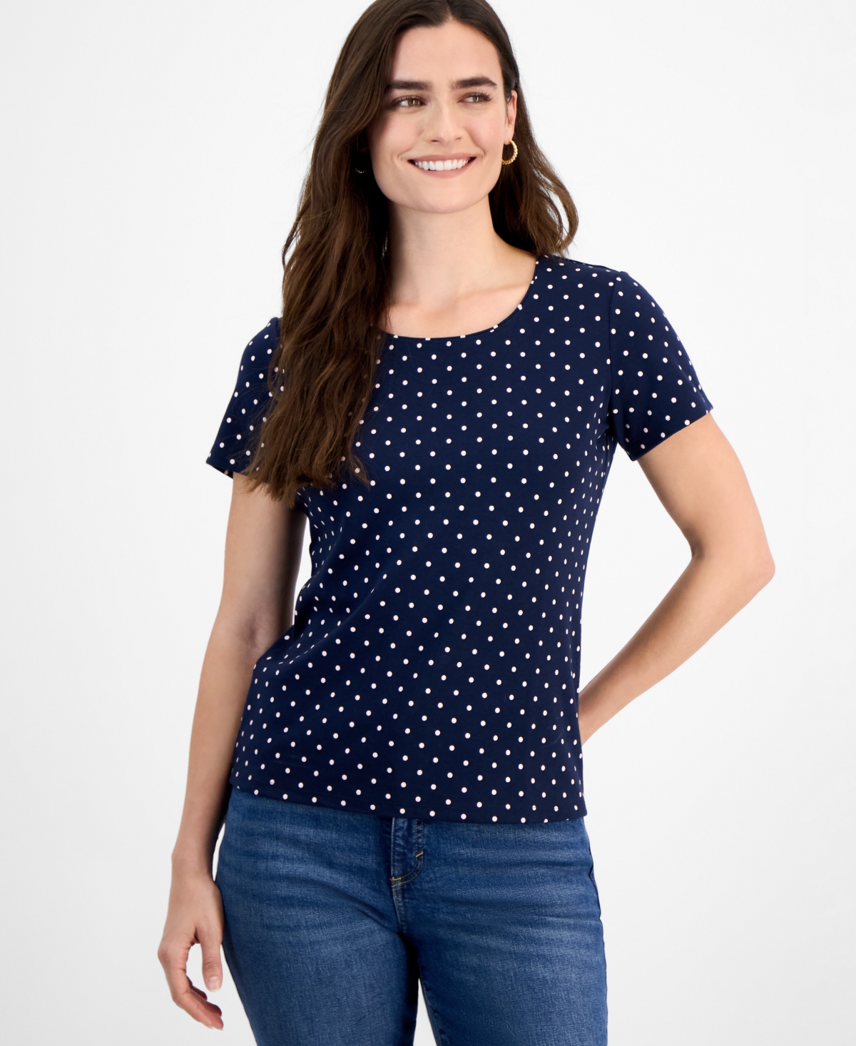 Women's Printed Scoop-Neck Short-Sleeve T-Shirt, Exclusively at Macy's - Dye White