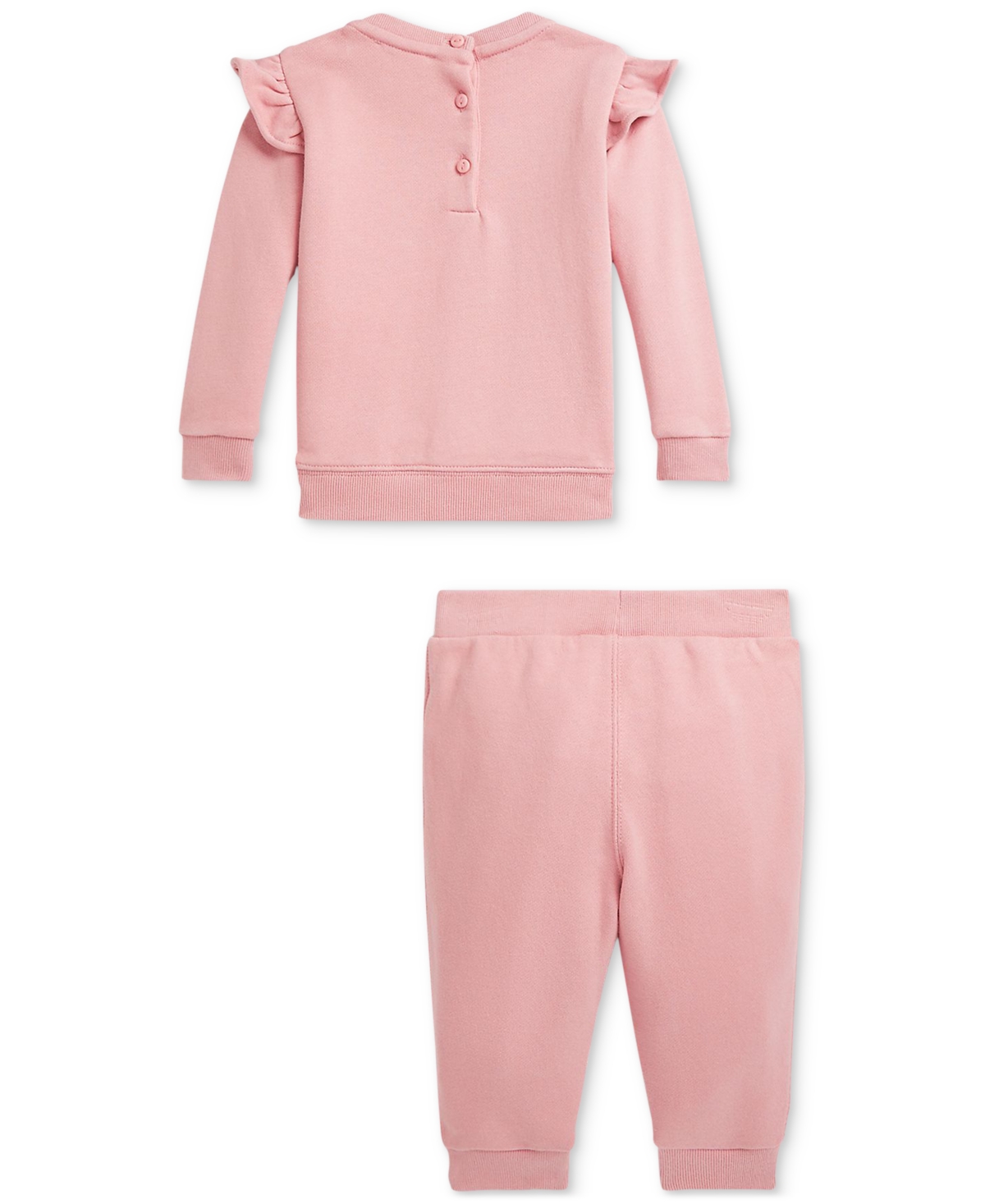 Polo Ralph Lauren Baby Ruffled Fleece Sweatshirt & Pants Set In Adirondack Rose