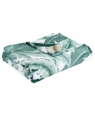 Tommy Bahama Home Classic Palms Ultra Soft Plush Fleece Blanket In Key Largo Green