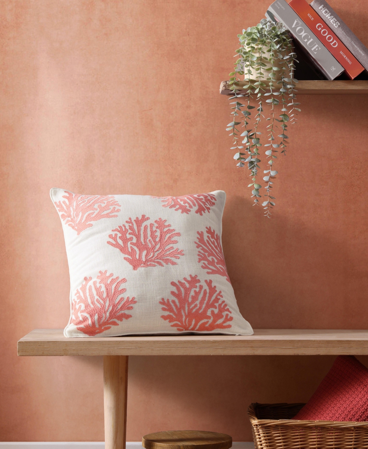 Tommy Bahama Home Coral Island Slub Decorative Pillow, 20" X 20" In Light Coral