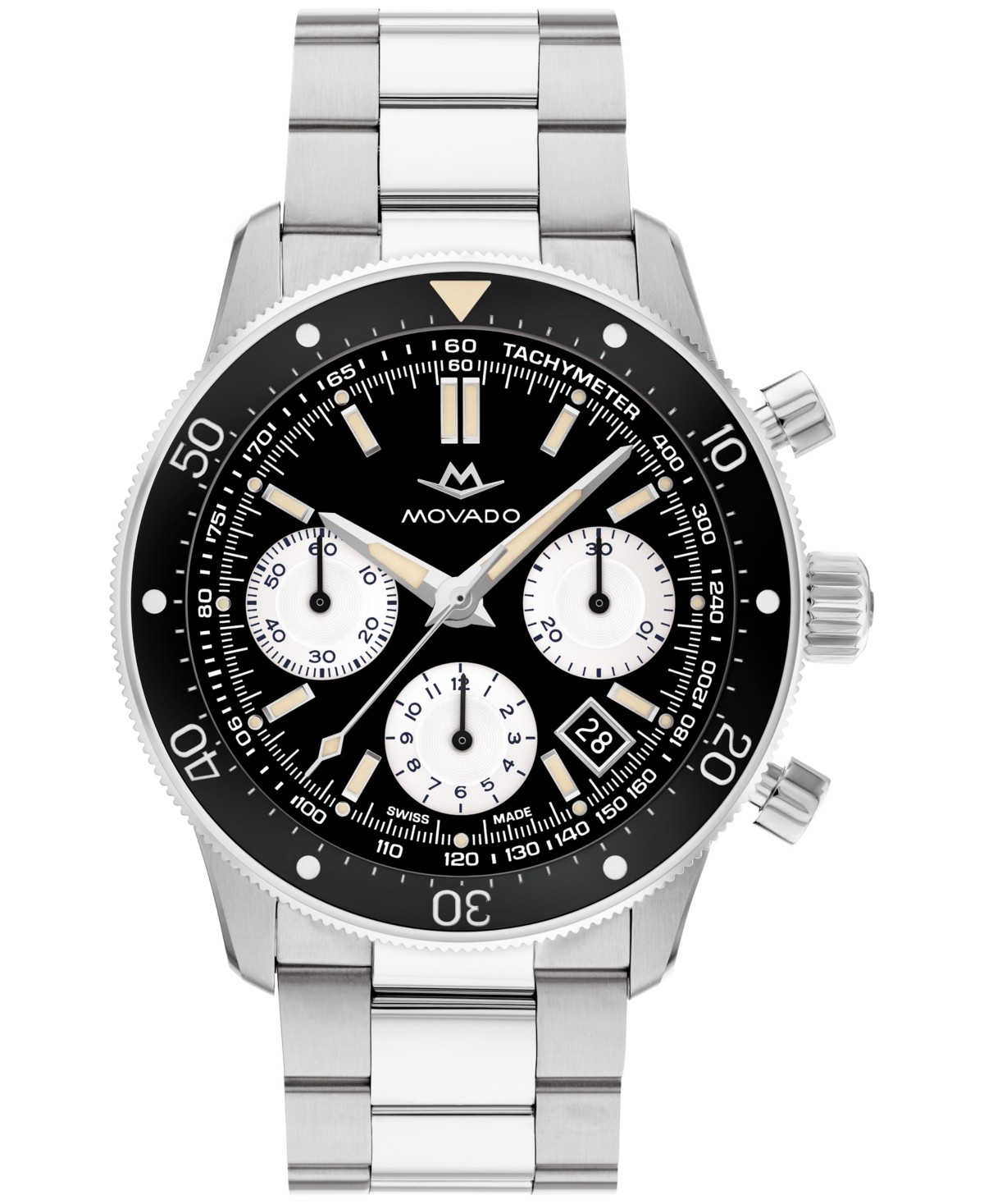 Movado Men's Super Sub Sea Alta Swiss Automatic-chronograph Dura Steel 904l Watch, 43mm In Silver-tone