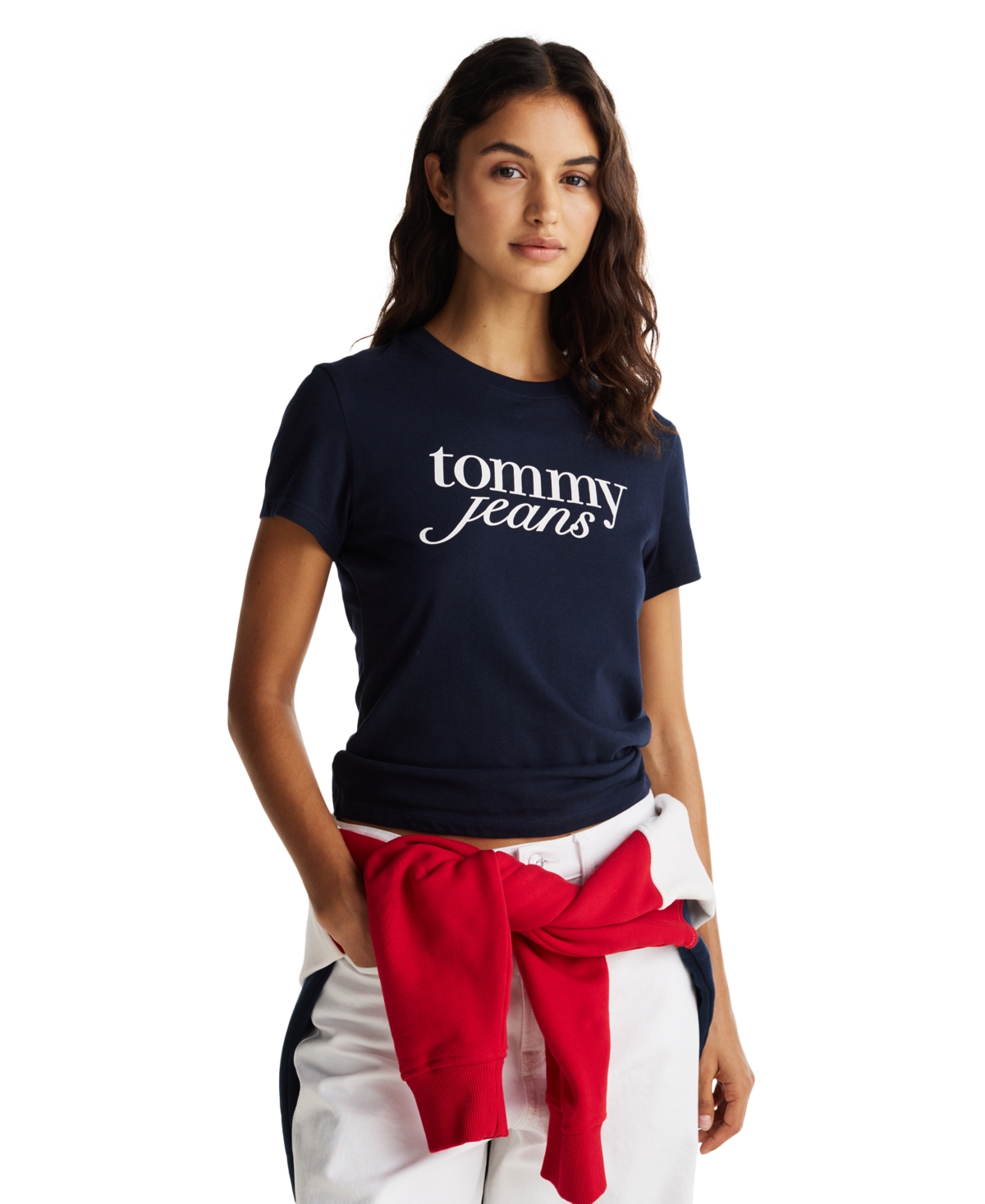 TOMMY JEANS WOMEN'S SLIM ESSENTIAL SCRIPT LOGO T-SHIRT 