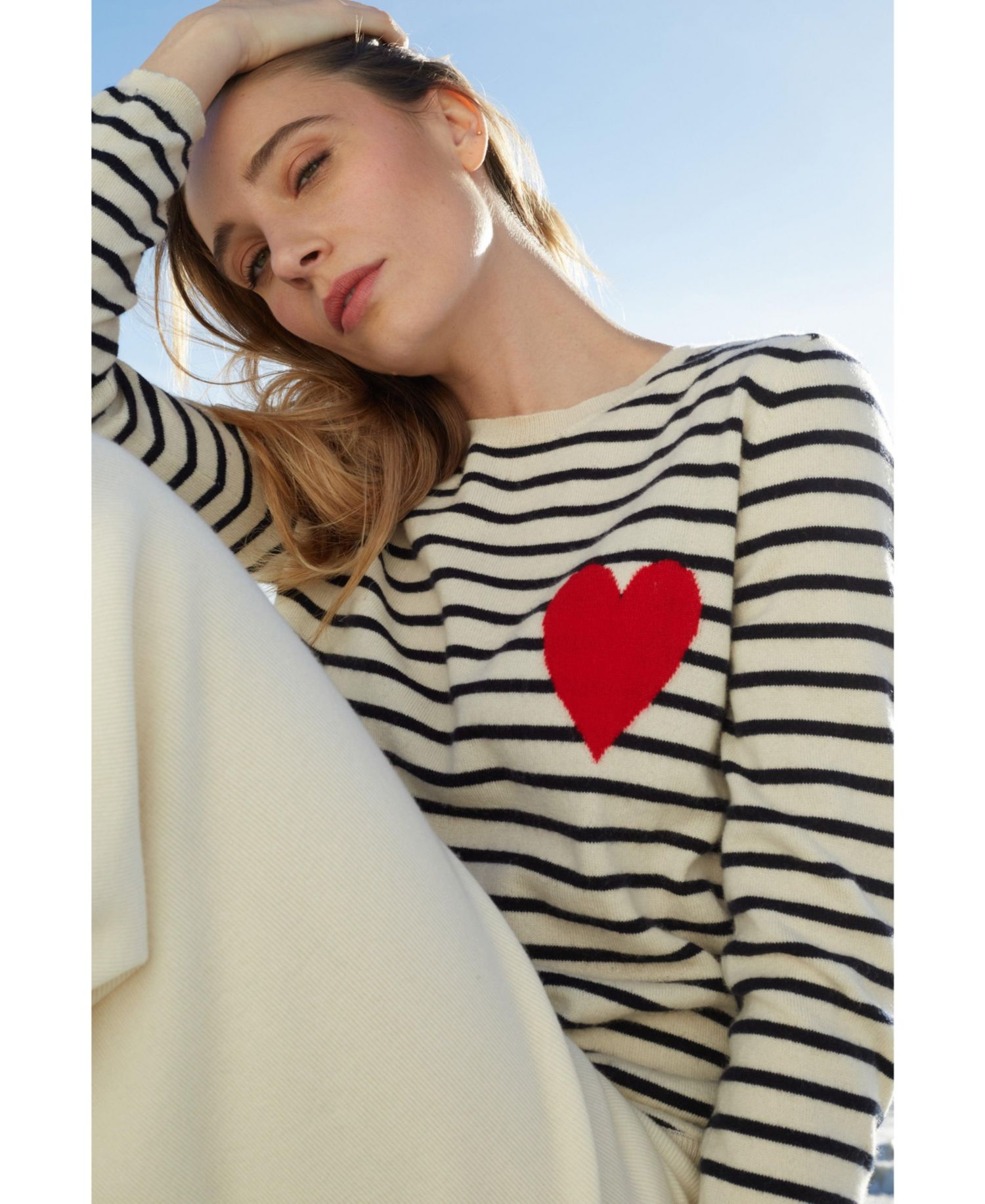 Women's Chinti and Parker Breton Heart Wool and Cashmere Sweater