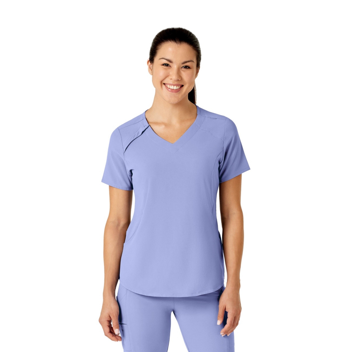 Plus Size Renew Zip Accent Scrub Top - Teal blue