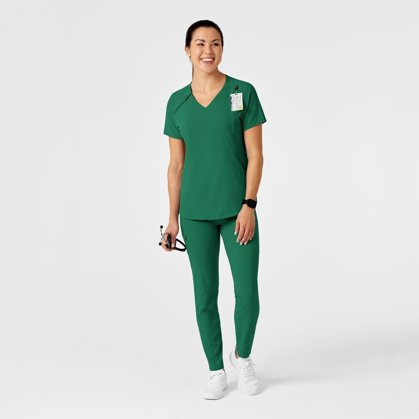 Женский топ Wink Plus Size Renew Zip Accent Scrub, цвет: Тёмно-зелёный — фото 2