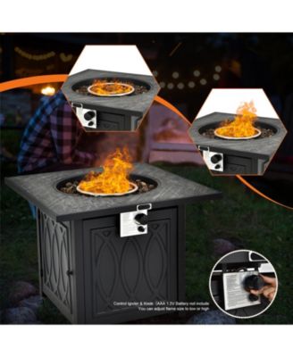 32 Inch Propane Fire Pit Table Square Tabletop with Lava Rocks Cover 50000 BTU