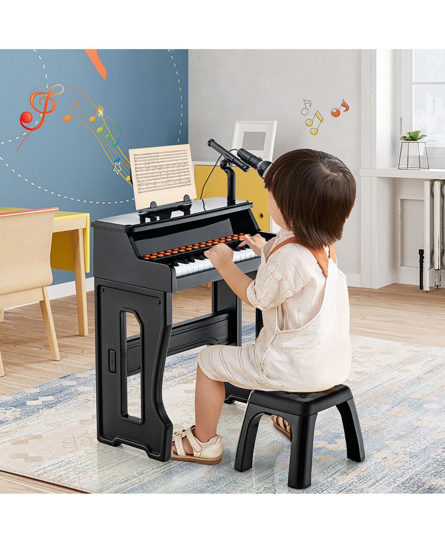 Детская игрушка Gymax 37-Key Music Piano Keyboard With Microphone Kids' Music Keyboard, Ages 3+, цвет: Белый, вариант 1 — фото 4