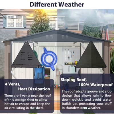 Streamdale 10' Metal Storage Shed with Lockable Doors