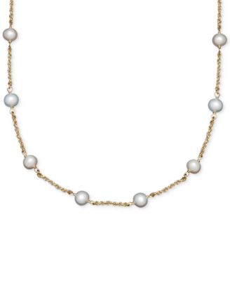 14k pearl station necklace