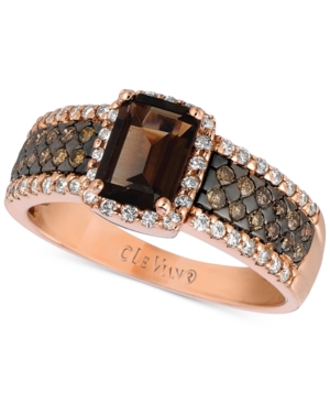 image of Le Vian Chocolate Quartz (4/5 ct. t.w.) and Diamond (1/2 ct. t.w.) Ring in 14k Rose Gold