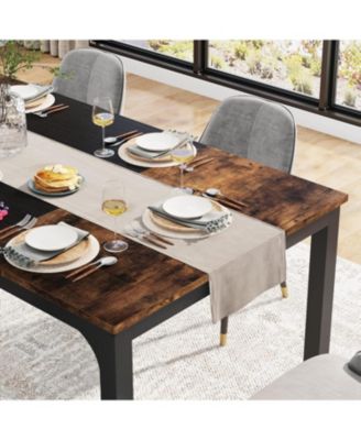 71"x31.5" Dining Table, Industrial for 6-8 Person, Rectangular Dinner Table for Dining Room Kitchen Living Room, with Heavy Duty Metal Legs