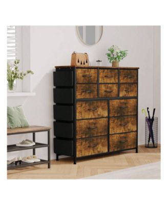 Dresser For Bedroom With 12 Drawer, Dressers & Chests Of Drawers For Hallway, Entryway, Storage Organizer Unit With Fabric, Sturdy Metal Frame, Wood Tabletop