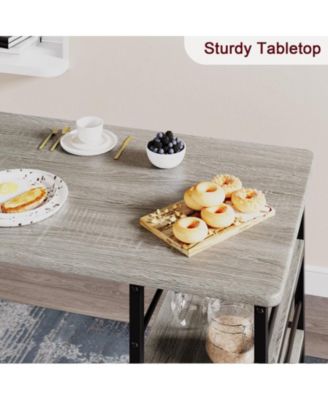 3-piece Wood & Metal Rectangular Kitchen Dining Table Set