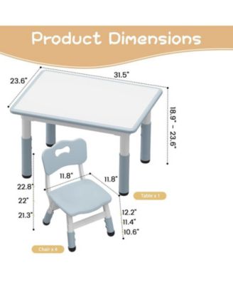 Kids Table and Chair Set, Height Adjustable Toddler Table and 4 Chairs Set for Ages 2-10, Graffiti Desktop, Non-Slip Legs, Arts & Crafts Table, Children Activity Table for Daycare Classroom Home