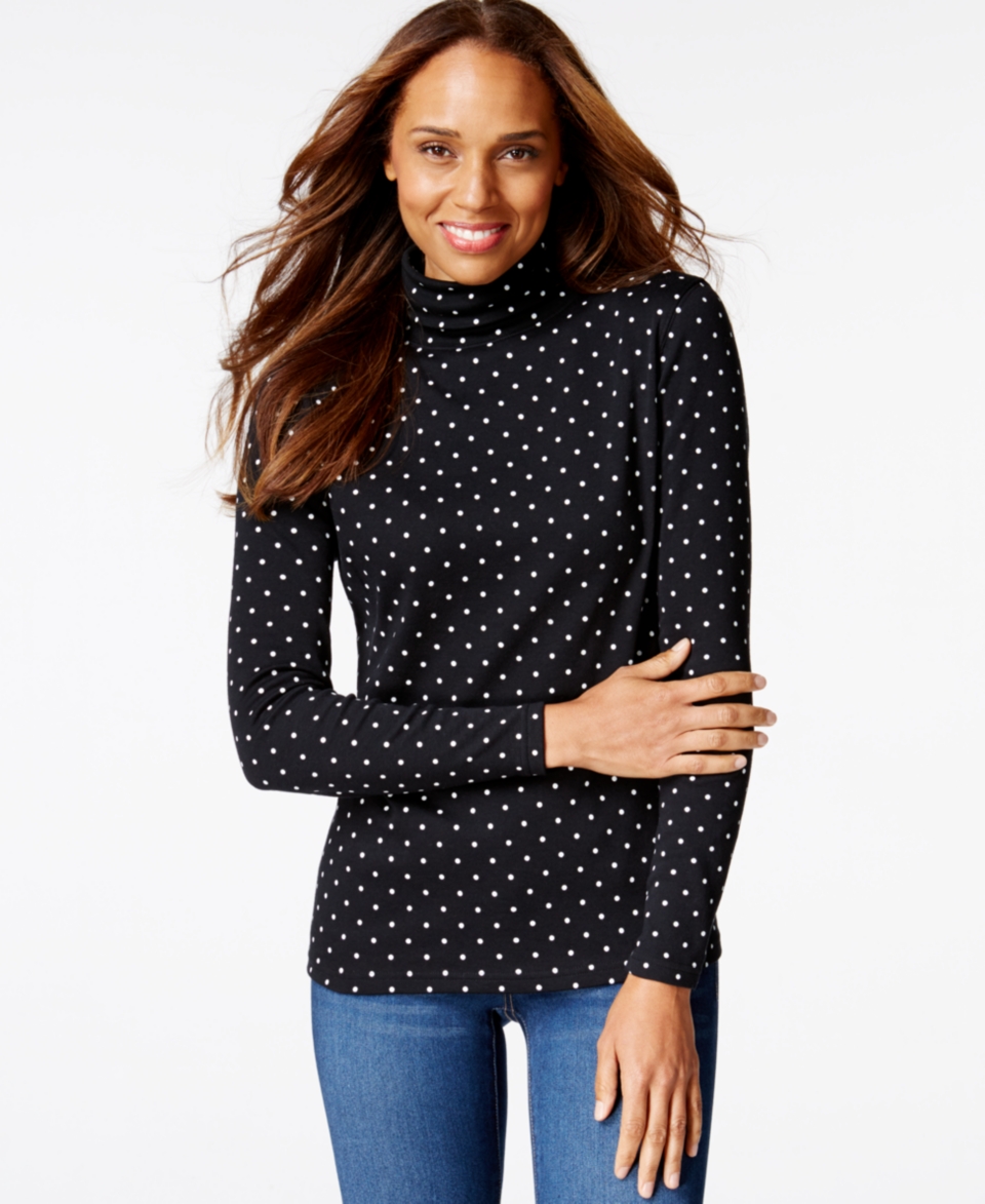 Karen Scott Polka Dot Turtleneck Top, Only at   Tops   Women