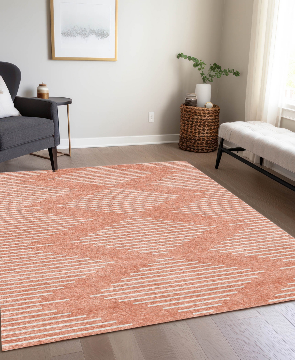 Addison Chantille Machine Washable Acn1016 8'x10' Area Rug In Salmon